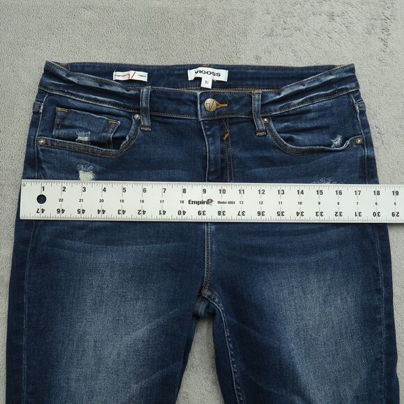 VIGOSS Jeans Women's 31 Mid-Rise Thompson Tomboy Skinny 28" Inseam Distressed - Picture 8 of 16